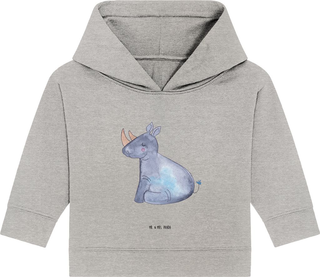 Mr. & Mrs. Panda Organic Baby Hoodie Einhorn Nashorn 12. - 18. Monat - Heather Grey - Geschenk, Glitzer, Regenbogen, Zoo, Kapuzenshirt, Unicorn, Wi...