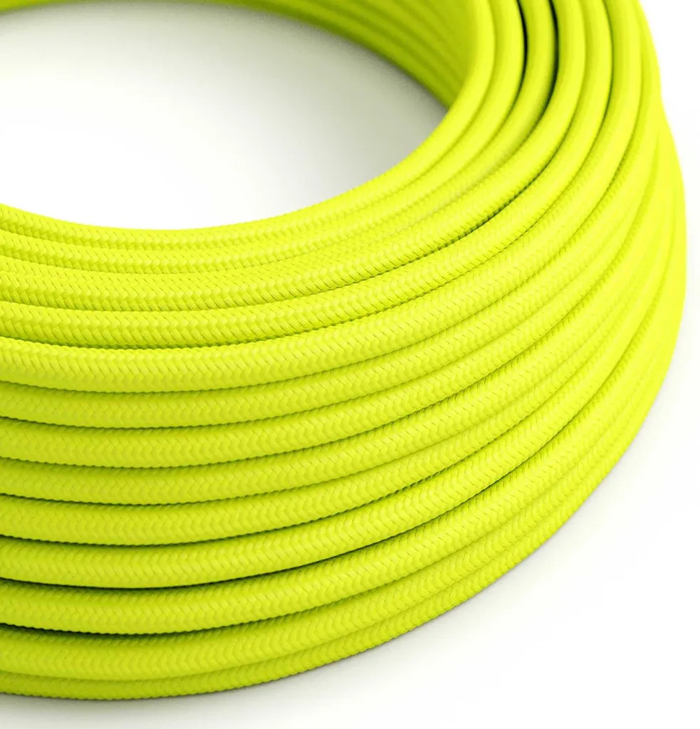 Fil Électrique 2 Conducteurs 0,75mm² Jaune Fluo Effet Soie Souple en 50m
