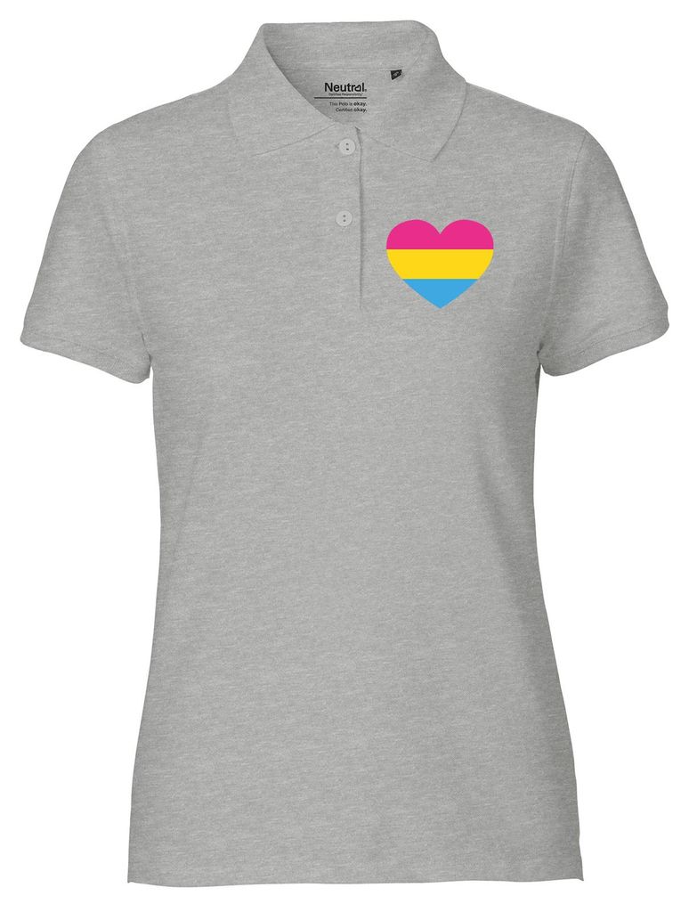 Huuraa Damen Polo Shirt Panuell Pride Flagge LGBTQ Herz S Sport Grey Bio Baumwolle Fairtrade Poloshirt Geschenkidee