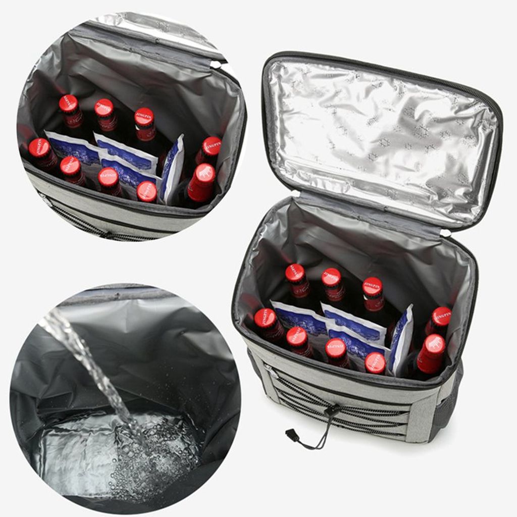 Kühlrucksack,32L Kühl Rucksack Kühltasch,Wasserdichten Kühltasche Rucksack  Groß Isolierte Kühltasche Thermo Lunchtasche (grau/orange)