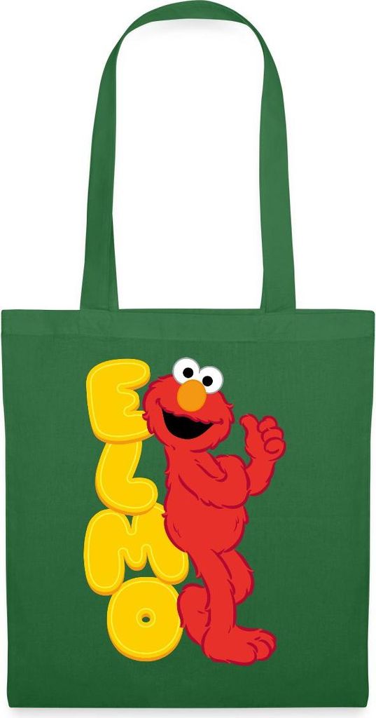 Spreadshirt Sesamstraße Elmo Mit Schriftzug Stoffbeutel, One size, Fichte