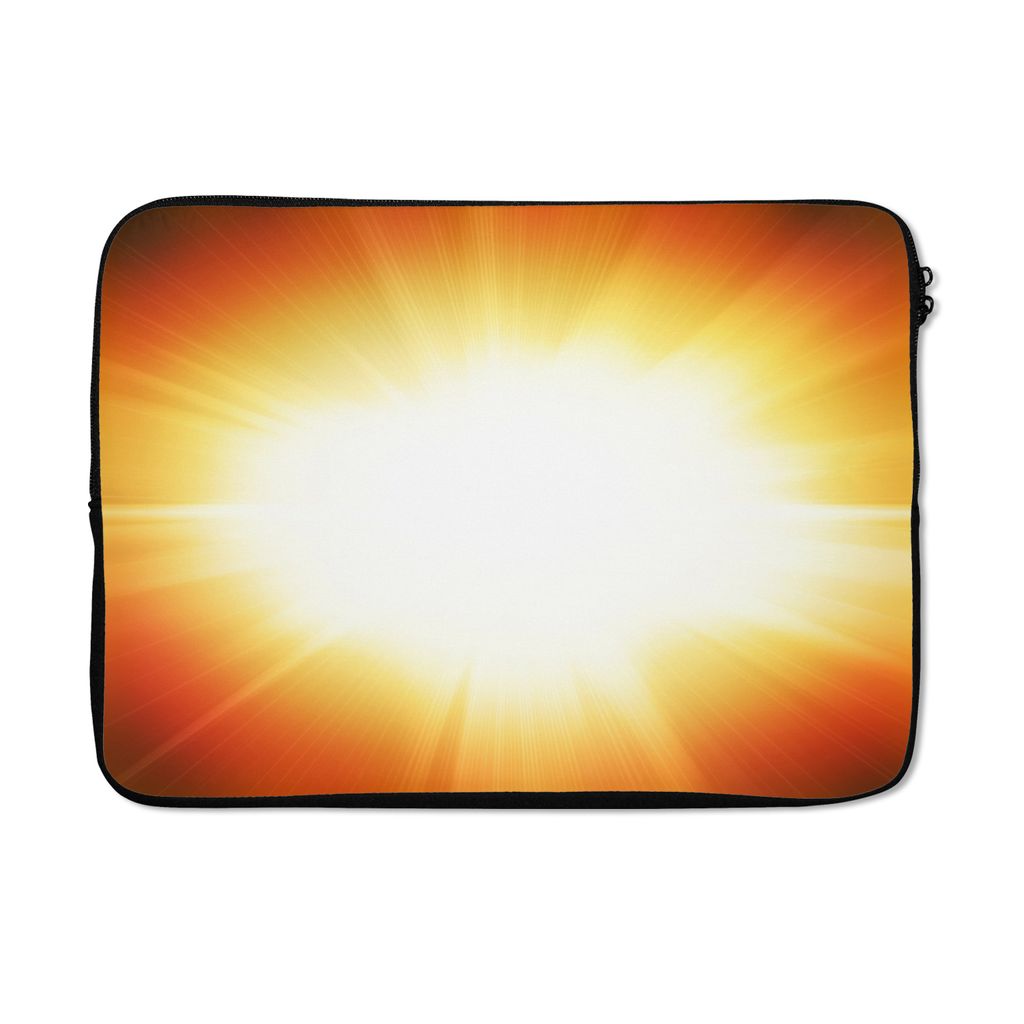 MuchoWow Laptop Hülle 13 Zoll Orangefarbenes Glühen um einen weißen Blitz Laptoptasche - Laptophülle - Sleeve - Rundumschutz