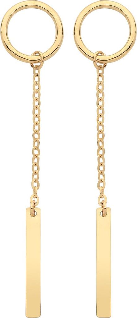 Modische 9 Karat (375) Gold Damen - Paar Ohrringe - 37mm*7mm; TRS26952