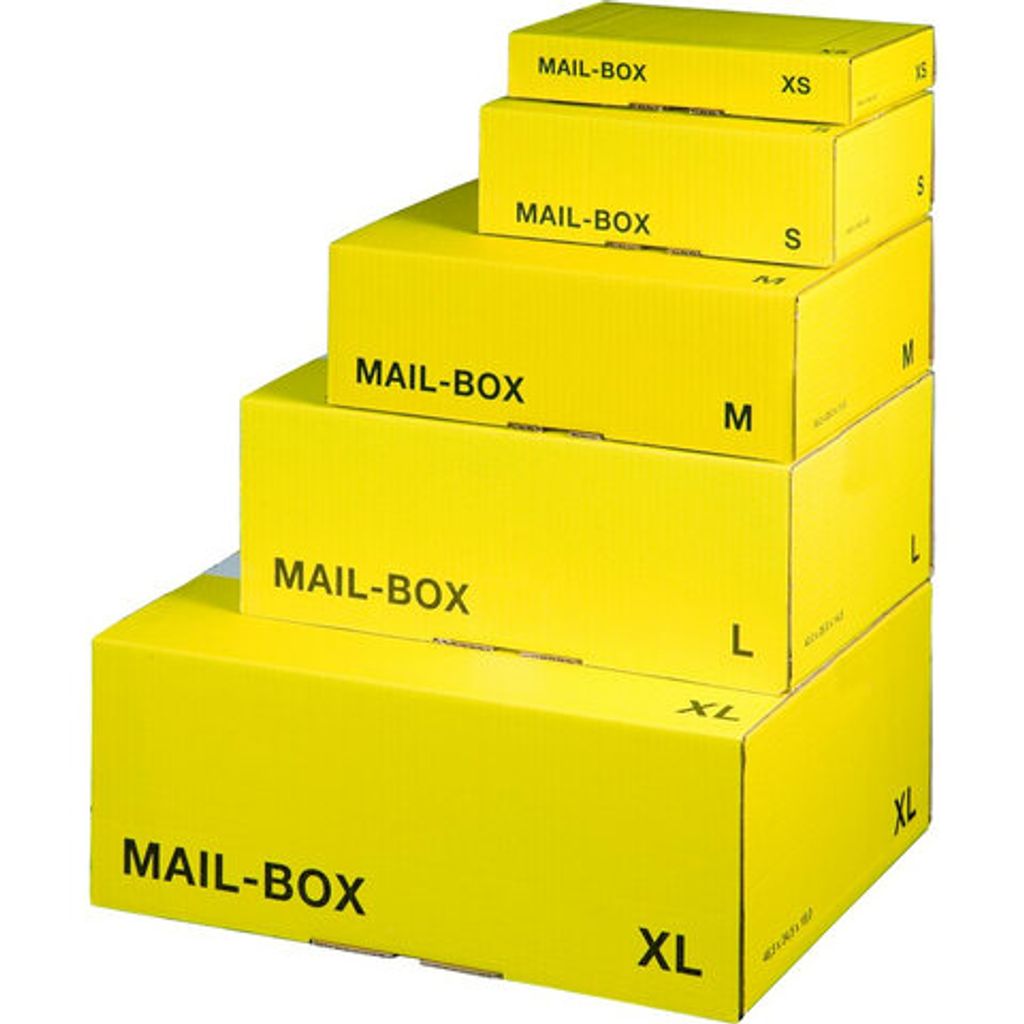 20x Versandkarton 460x333x174mm MAILBOX XL mit Steckverschluss wiederverschließbar gelb