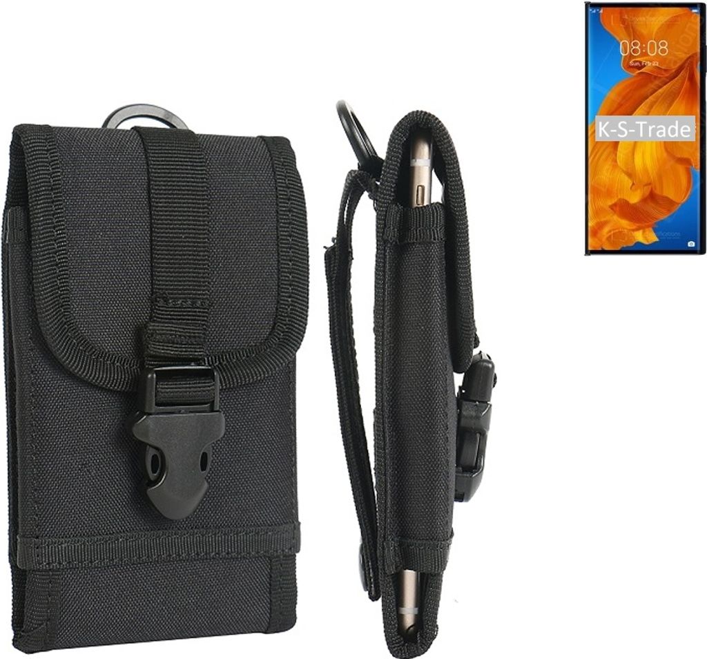K-S-Trade Holster Handy Hülle kompatibel mit Huawei Mate Xs Holster Handytasche Gürtel Tasche Schutz Hülle Robust Outdoor schwarz