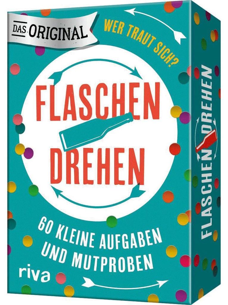 Flaschendrehen: 60 lustige Aufgaben und Mutproben | Das Produktbild 