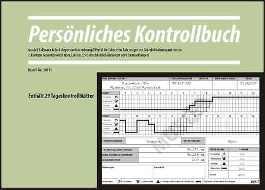 Persönliches Kontrollbuch Fahrtenbuch  §1 Abs. 6 FpersV Produktbild 