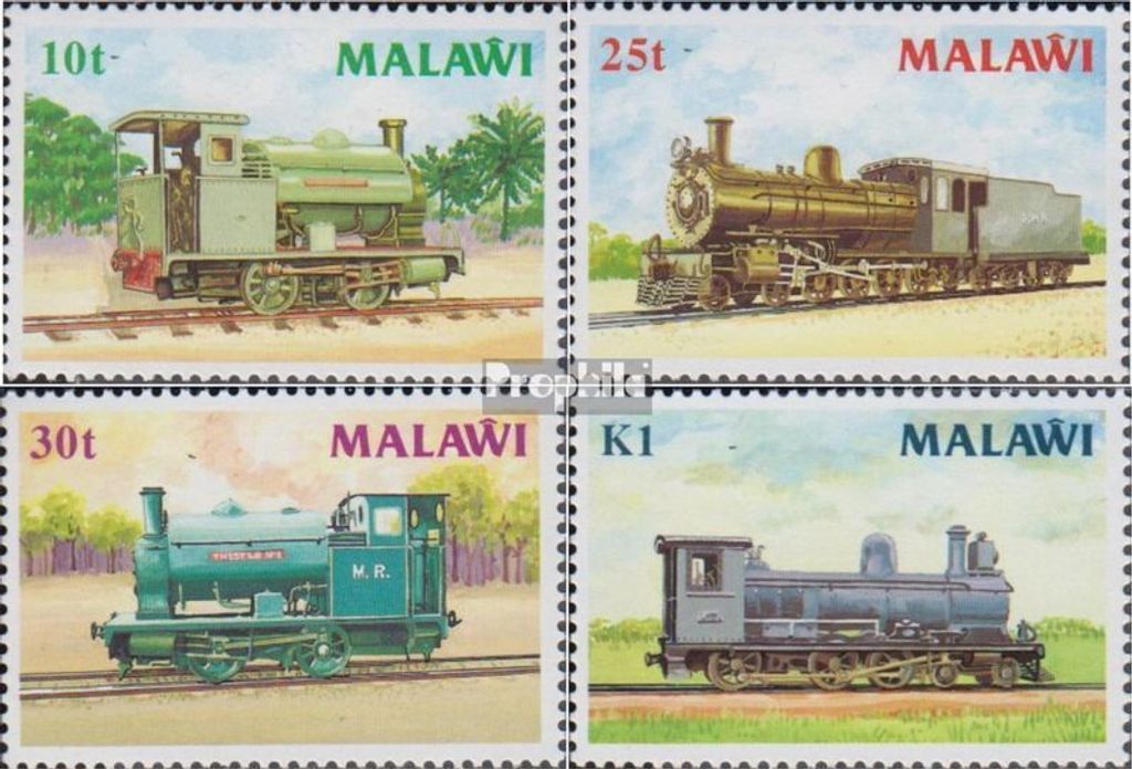 Briefmarken Malawi 1987 Mi 481-484 (kompl.Ausg.) postfrisch Dampflokomotiven