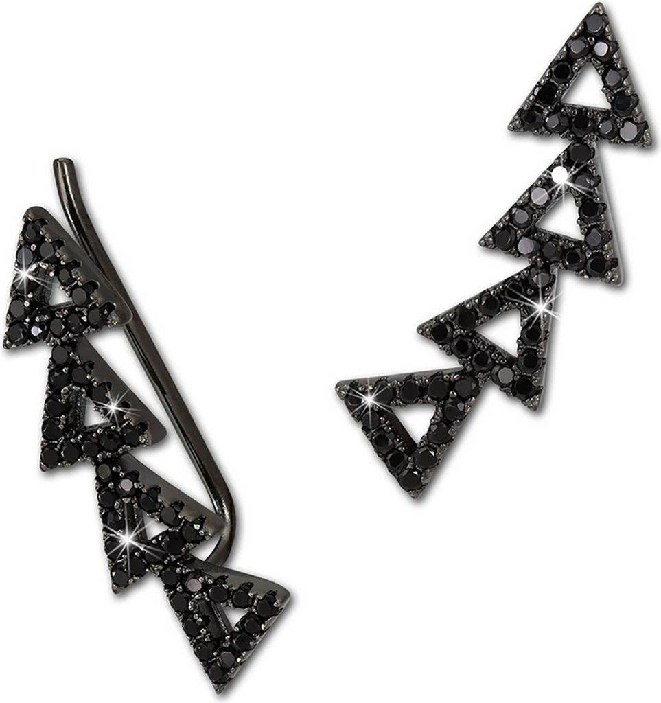 SilberDream Ear Cuff Dreiecke Zirkonia geschwärzt Ohrklemmen 925 Silber D2GSO426S