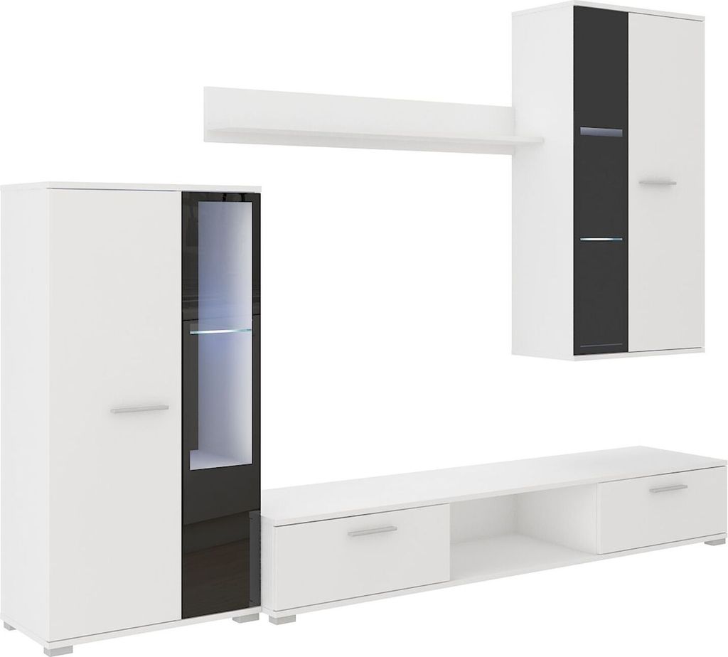 Salsa Schrankwand Anbauwand Wohnzimmer Weiss matt Produktbild 2
