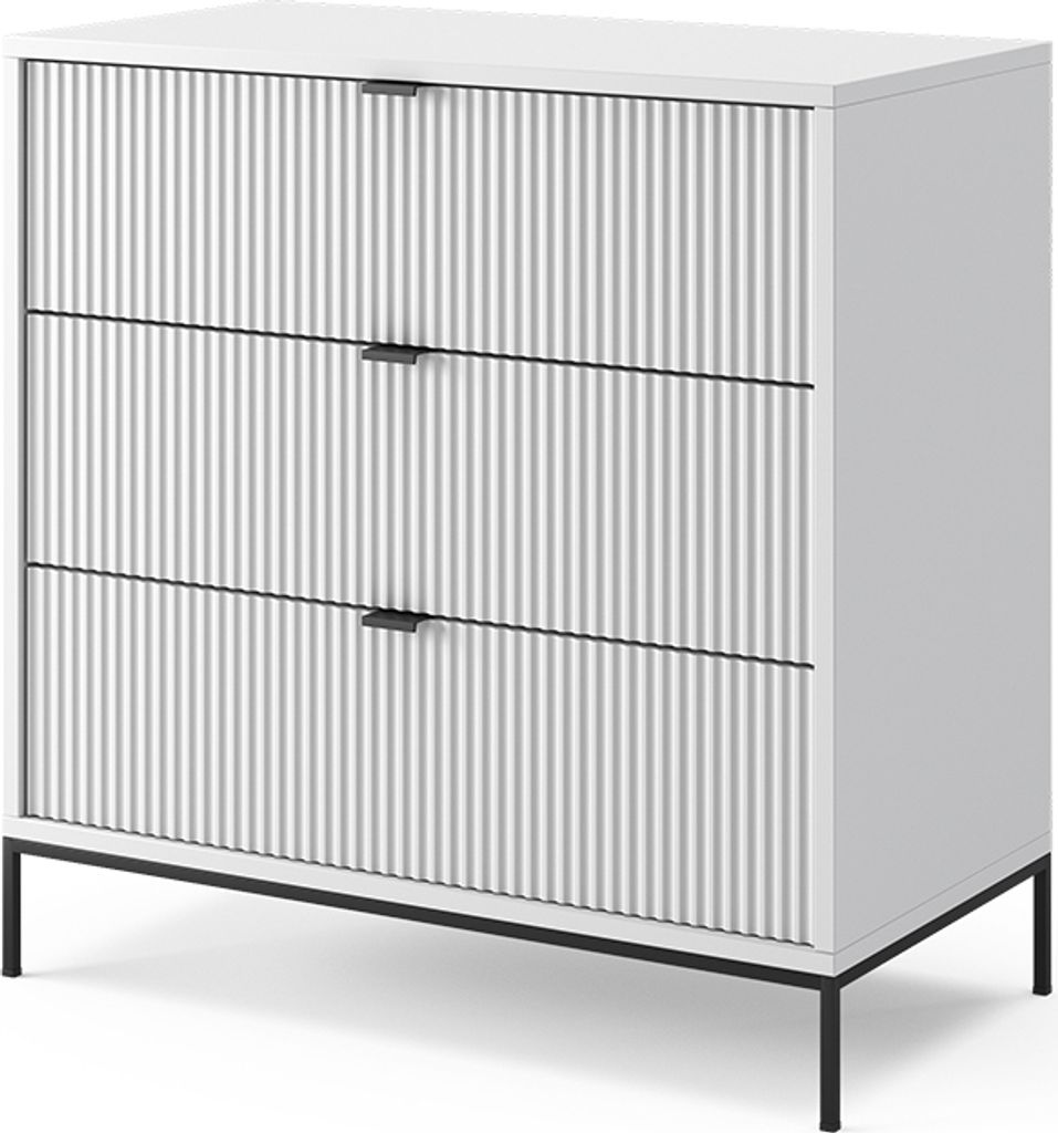 Kommode Vicco Eliza Weiß 80 x 81.2 cm mit 3 Schubladen, Produktbild 