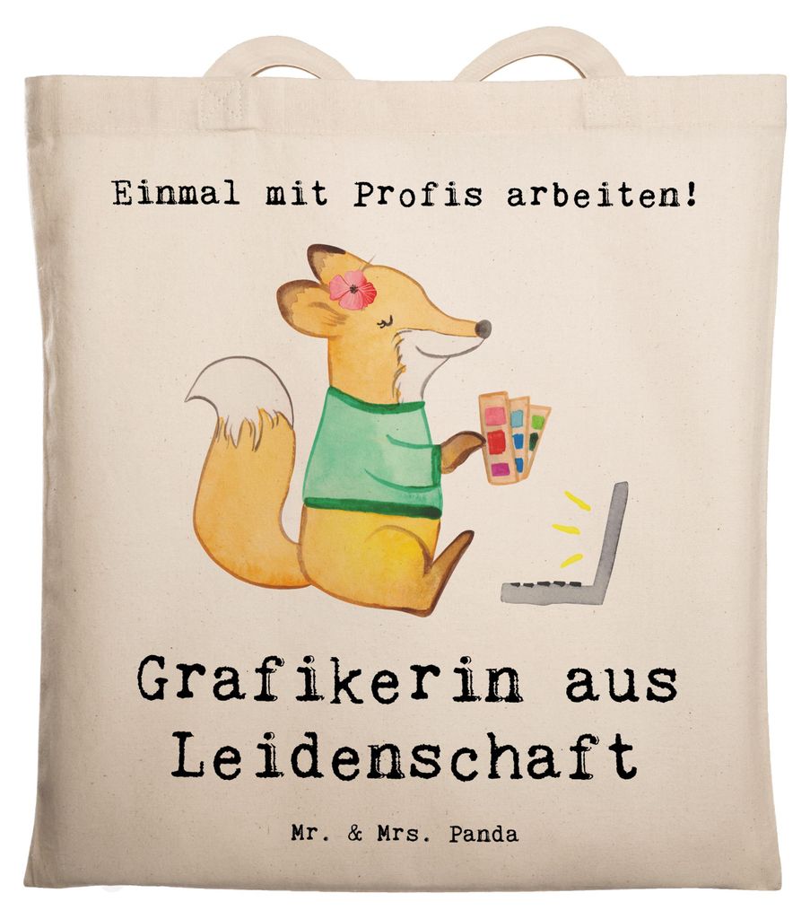 Mr. & Mrs. Panda Beutel Grafikerin Leidenschaft - Transparent - Geschenk, Designer, Mediengestalter, Spruch, Tote Bag, Tasche, Lustig, Laptoptasche...