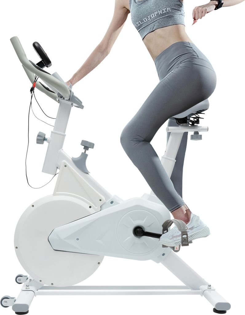Heimtrainer Fahrrad 80kg belastbar Heimtraining für Menschen ohne 1,6m hoch (Weiß)