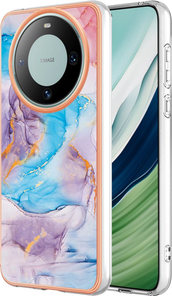 Hülle für Huawei Mate 60 Pro Muster TPU Silikon Stoßdämpfer Bumper Schutzhülle Blau