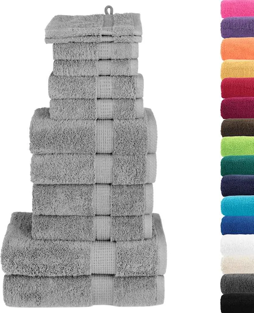 Serviettes Premium SOLUND 600 g/m² Lot de 12 en Coton Très Absorbant Gris