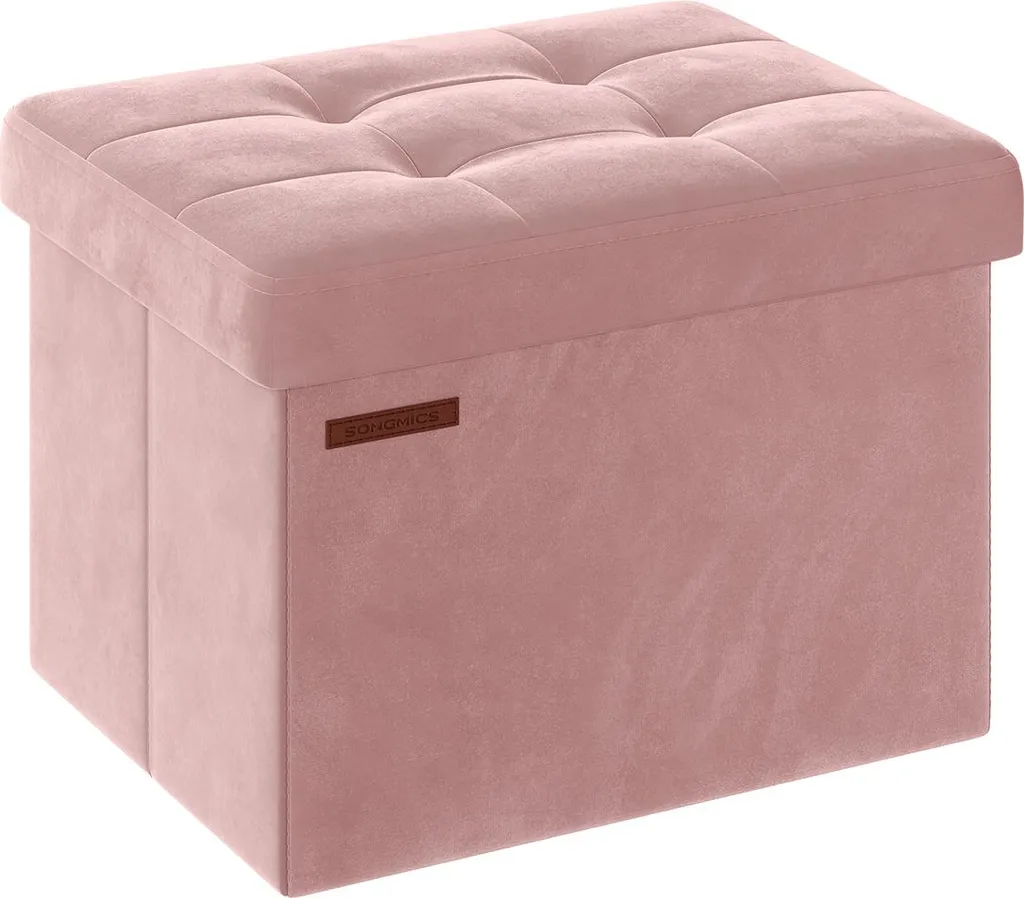 Malle de rangement en plastique rose pastel avec couvercle clipsable