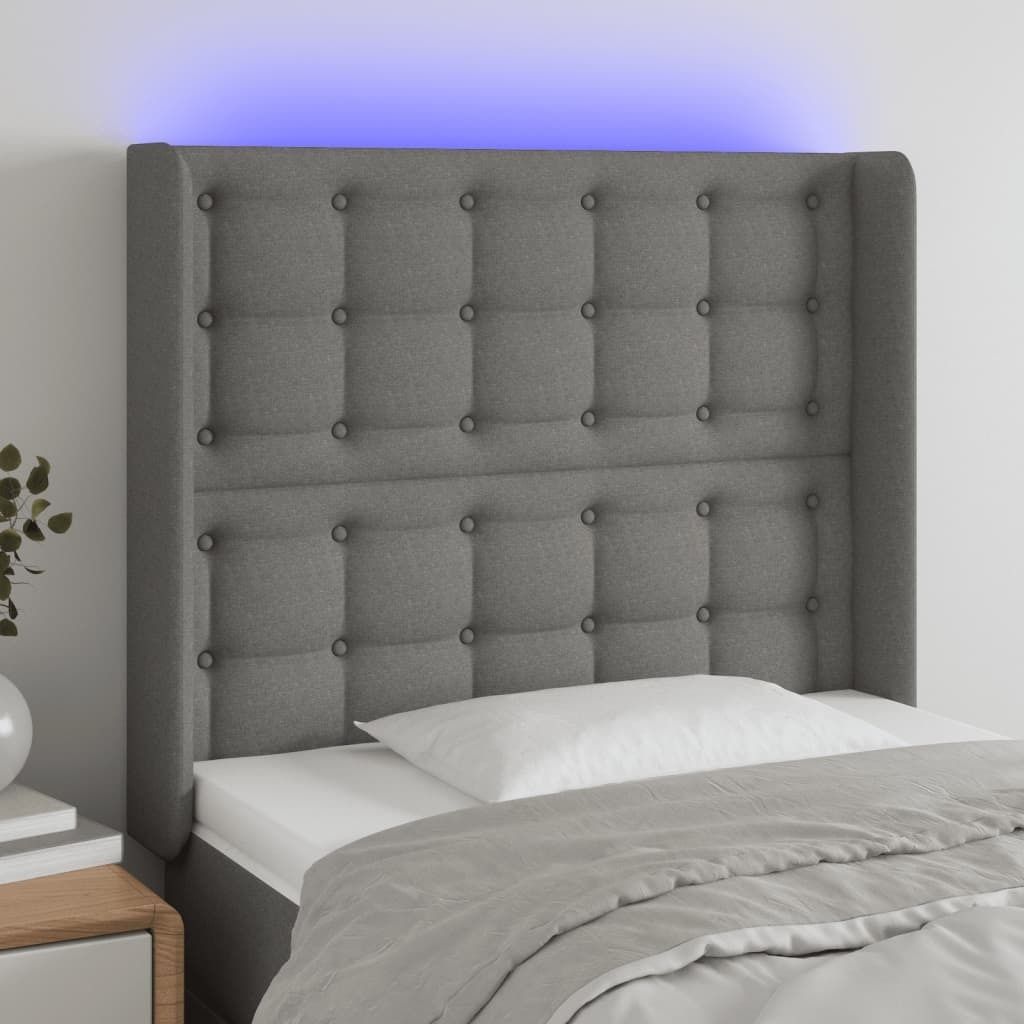 The Living Store LED Kopfteil Dunkelgrau 103x16x118/128 cm Produktbild 