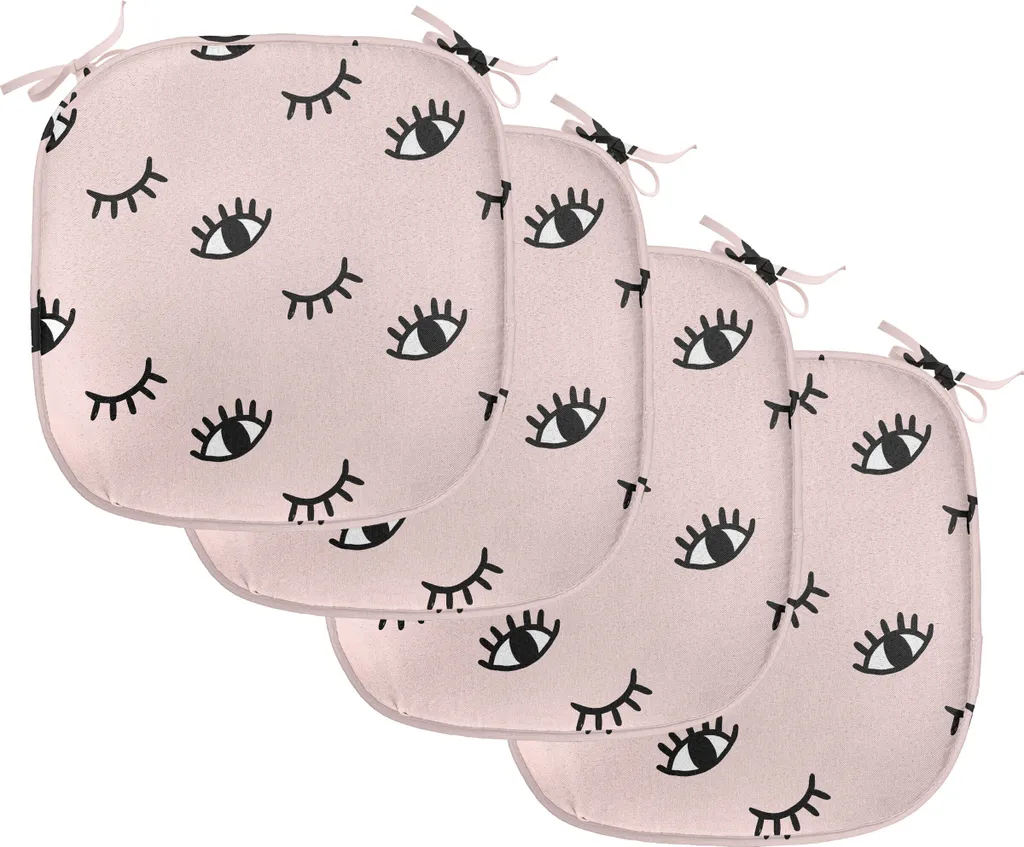 Cuscini Sedie 40x40 ABAKUHAUS Doodle Ki Rosa - Set 4 Pezzi Impermeabili