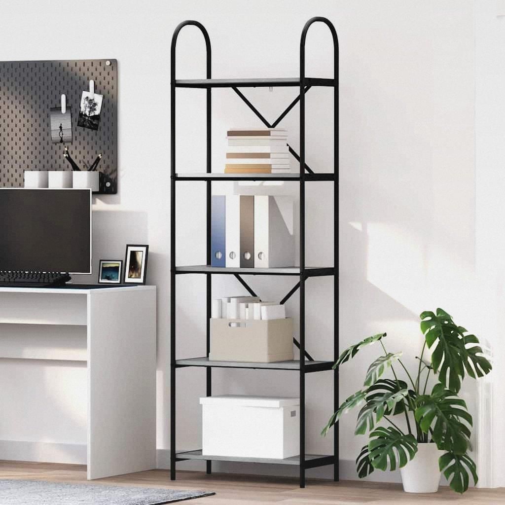 Bücherregal Graues Sonoma 60 x 30 x 183 cm Holzwerkstoff Lagerregal für Garage, Abstellraum, Kellerregal