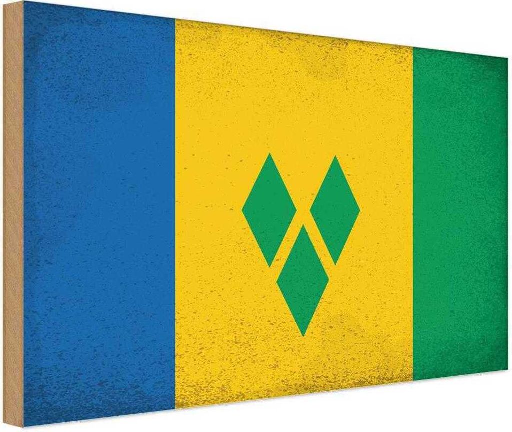 vianmo Holzschild 30x40 cm Saint Vincent Grenadinen Flagge Fahne Wappen