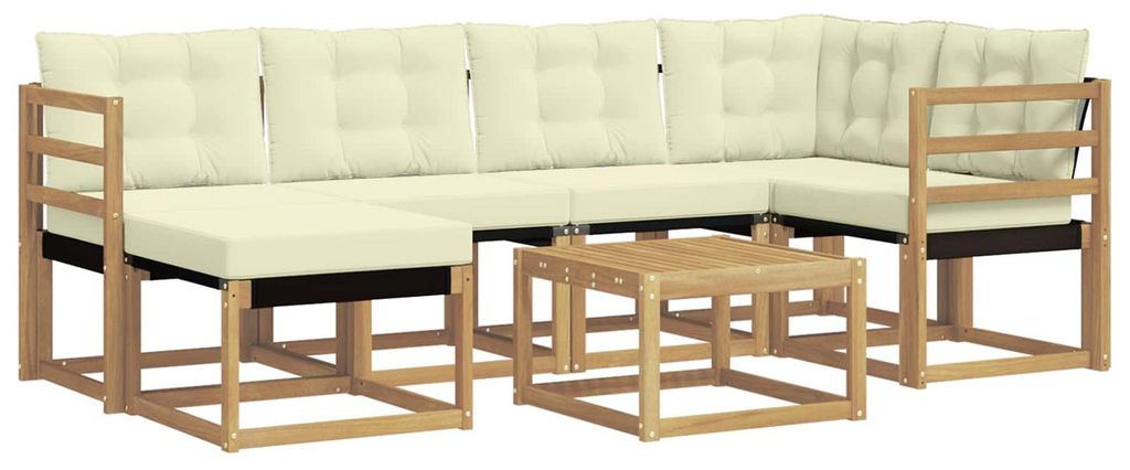vidaXL Outdoor-Sofagarnitur mit Kissen 7 pcs Weiß und Creme