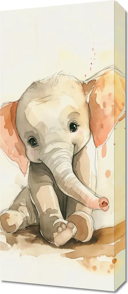 Quadro 30x70 cm Elefante Grigio - Arredamento Boho-Chic e Minimalista