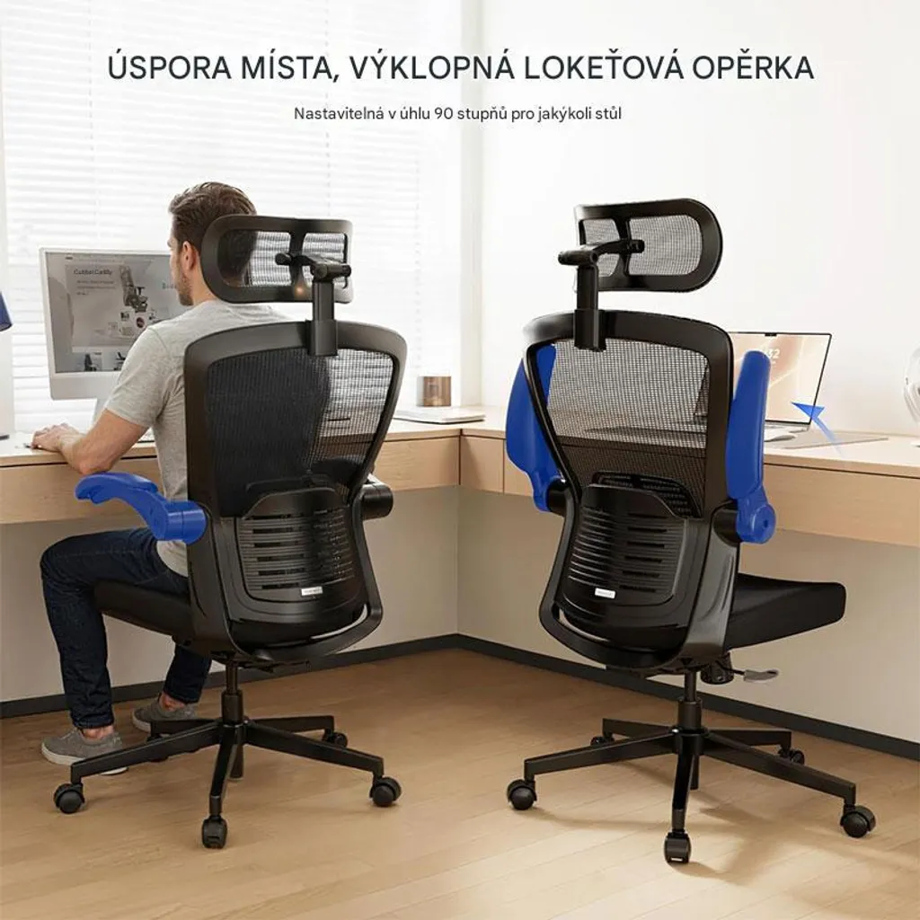 Chaise de Bureau Ergonomique OC3 PRO Noire - Appui-tête 3D Réglable - 5