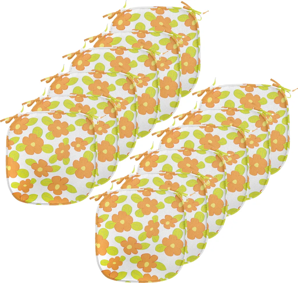 Cuscini Sedie Microfibra ABAKUHAUS Set 12pz Impermeabile Arancio Verde