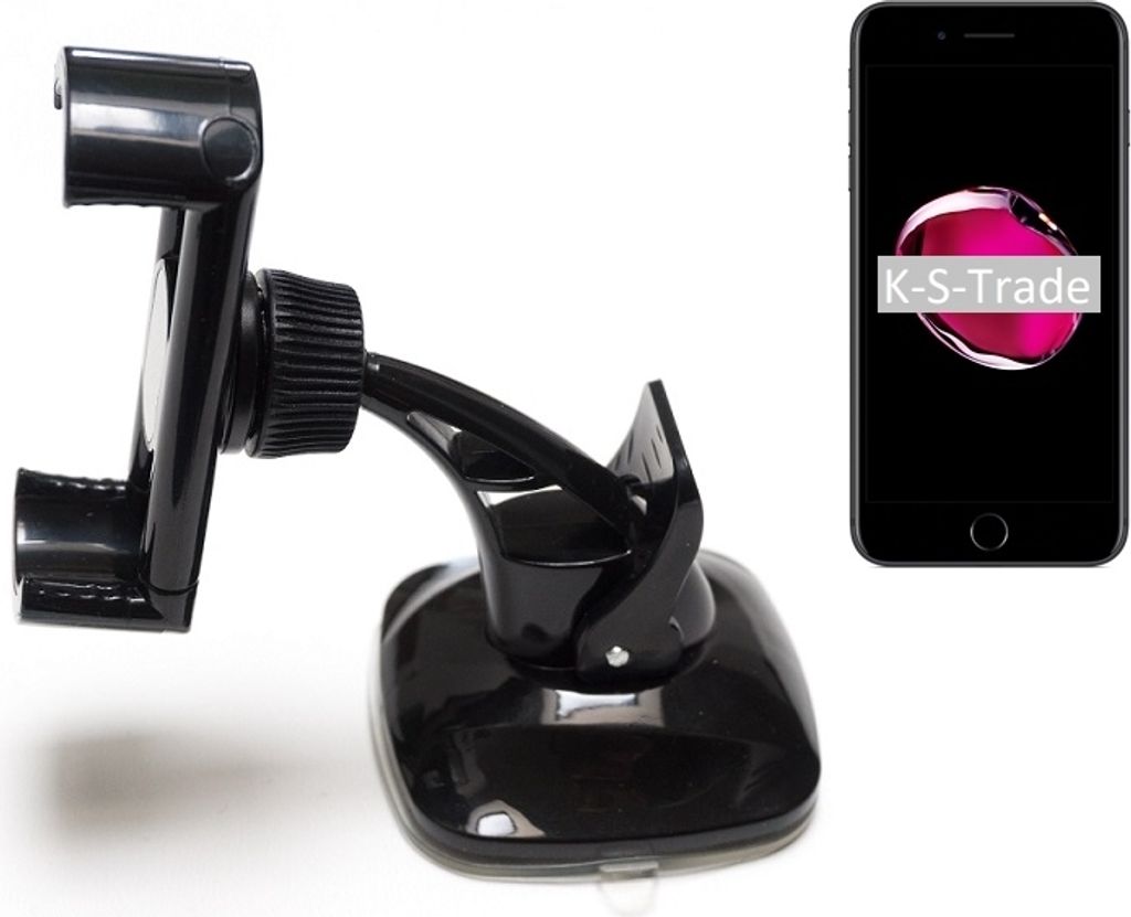 K-S-Trade kompakte Handy-Halterung Windschutzscheibe kompatibel mit Apple iPhone 7 Plus Armaturenbrett schwarz Autohalterung KFZ Halter