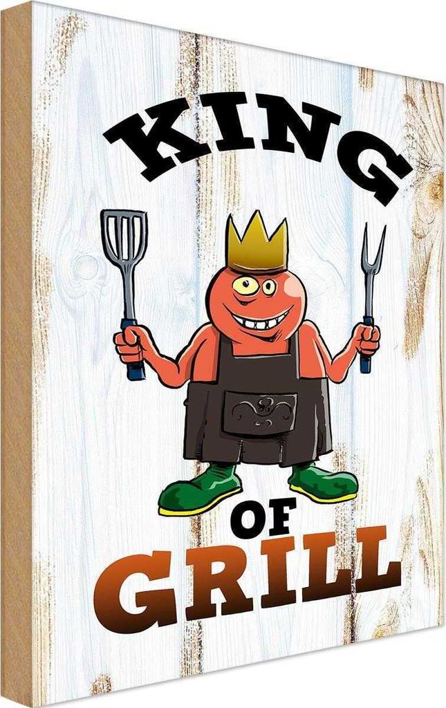 vianmo Holzschild 18x12 cm King of Grill Essen Trinken
