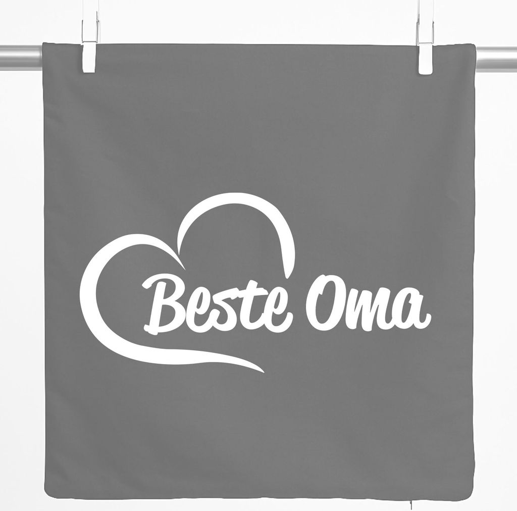 Huuraa Kissenbezug Beste Oma Herz 40x40cm Steel Grey Baumwolle Dekokissenbezug Geschenkidee