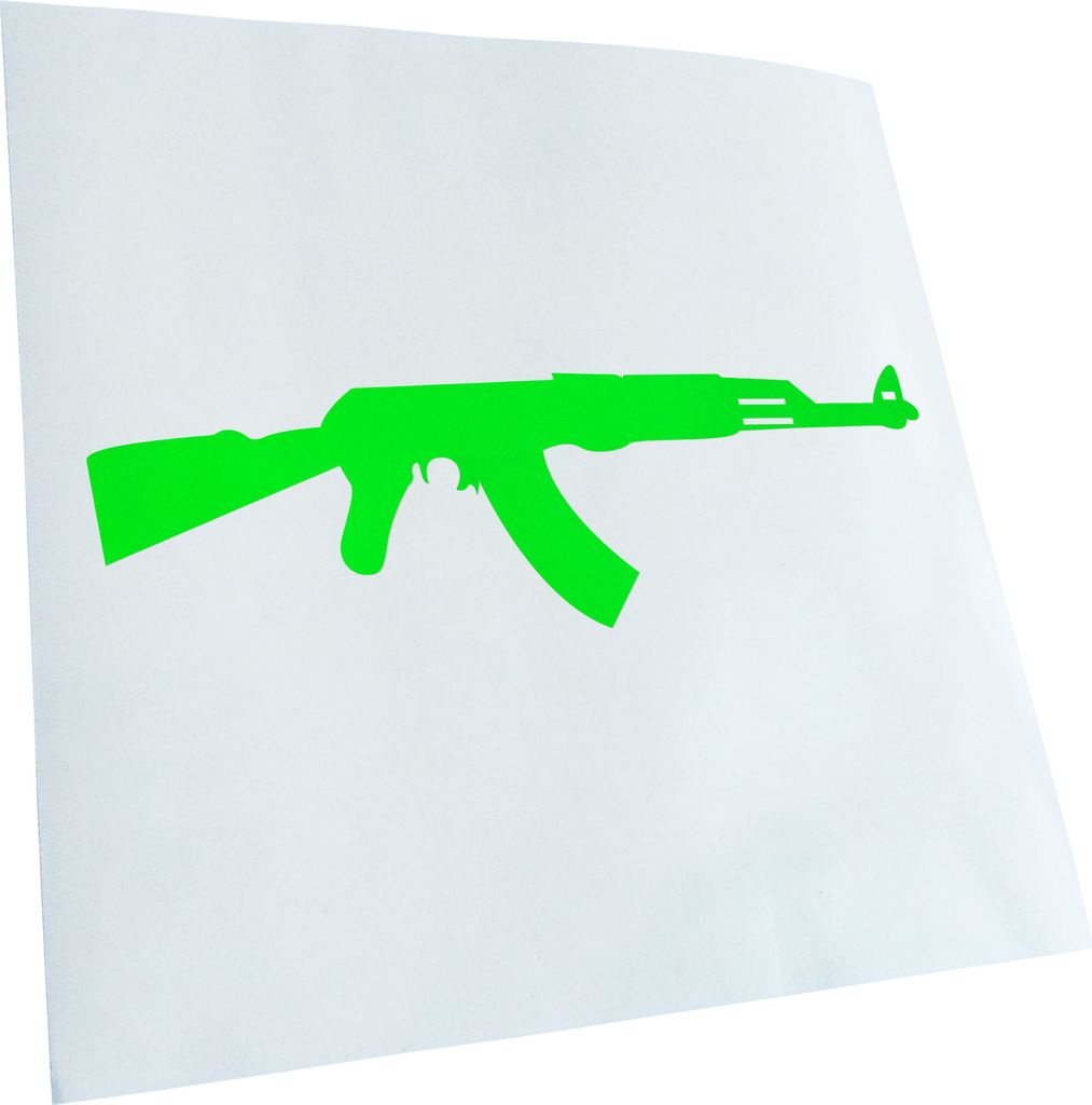 Kiwistar - Autoaufkleber - neongrün - 40 x 12 cm - AK 47 Kalaschnikow - Heckscheibenaufkleber - Aufkleber für Auto Kfz Fahrrad, LKW, Truck Mofa