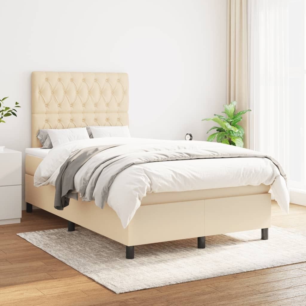 Maison Exclusive - Boxspringbett mit Matratze Creme 120x200 cm Stoff
