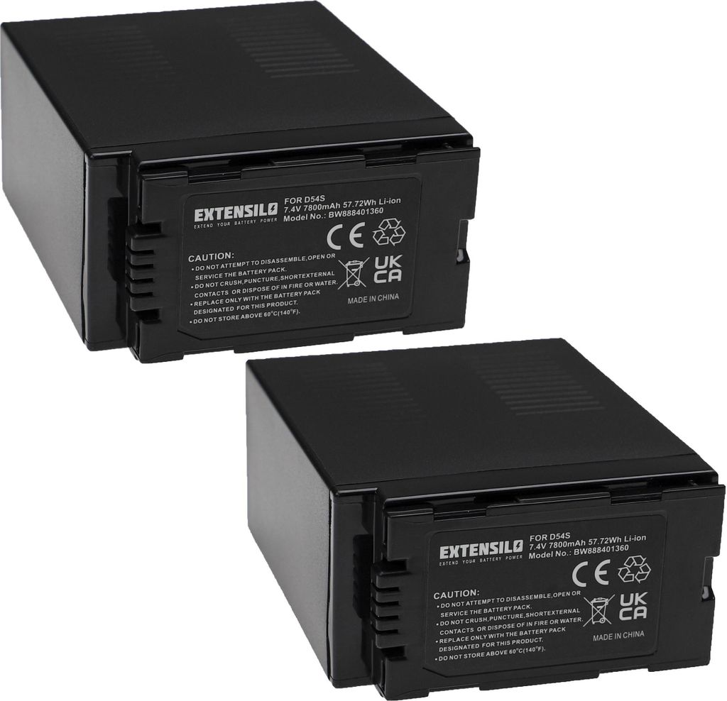 EXTENSILO 2x Akku kompatibel mit Panasonic AG-DVX100B, AG-DVX100AP, AG-DVX100AE, AG-DVX100A, AG-DVX100 Videokamera Camcorder (7800 mAh, 7,4 V, Li-Ion)