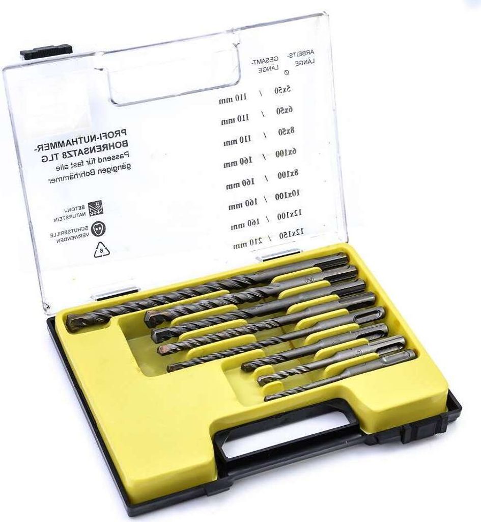 SDS Steinbohrer Hammerbohrer Betonbohrer Satz 5 6 8 10 12 mm Bohrer Set 8 tlg