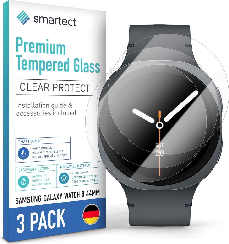 3x Schutzglas Panzerfolie Klar für Galaxy Watch 8 44mm Produktbild 