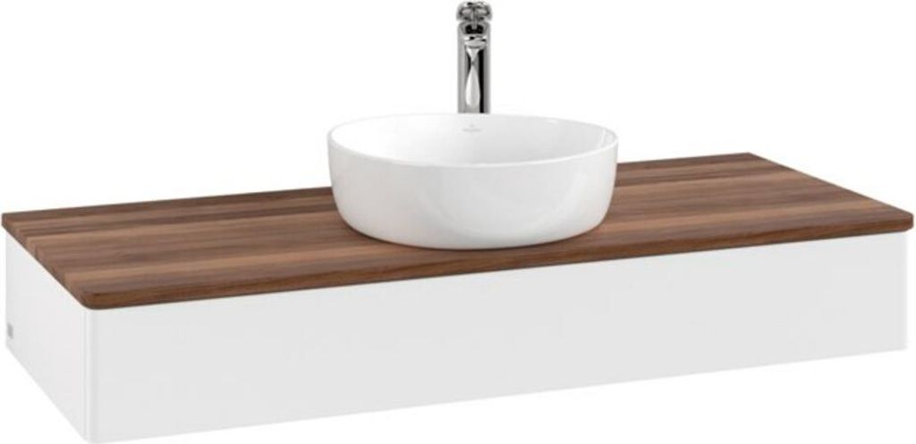 V&B Waschtischunterschrank ohne Frontstruktur, mit Beleuchtung Antao 120x19x50cm, HL, WBP w. wal, wh. m Lac