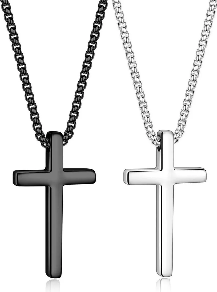 Ensemble de deux colliers croisés en acier inoxydable pour couple