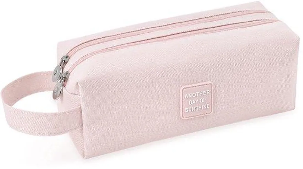 Grande trousse scolaire rose en toile Oxford robuste pour ados et filles