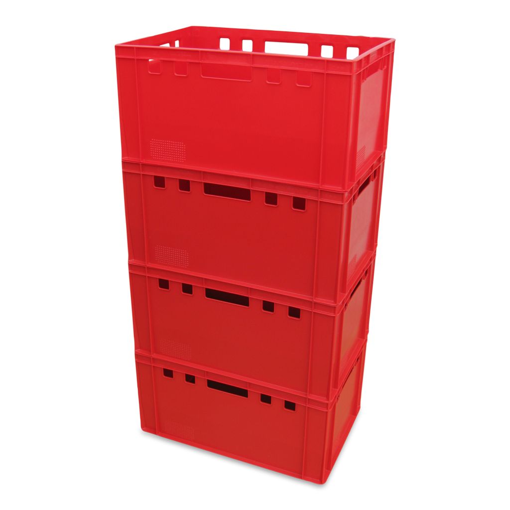 5x Stapelbox rot Kunststoff E1 Lagerkiste Lagerbox Lagerbehälter Transportkiste 