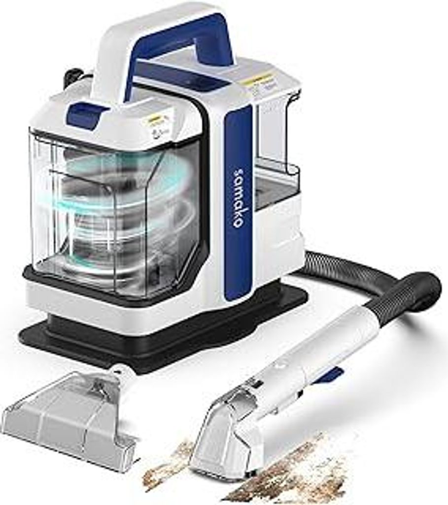 Samako Teppichreiniger Polsterreiniger – Kompaktes Handgerät für Teppiche und Sofas, Leistungsstarker 400W Motor, 2 Extra Große Wassertanks, f...