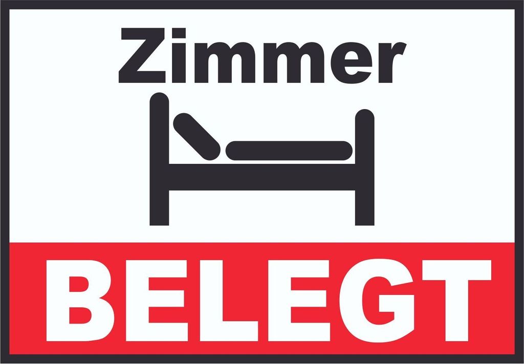 Zimmer BELEGT Schild A6 Rückseite selbstklebend