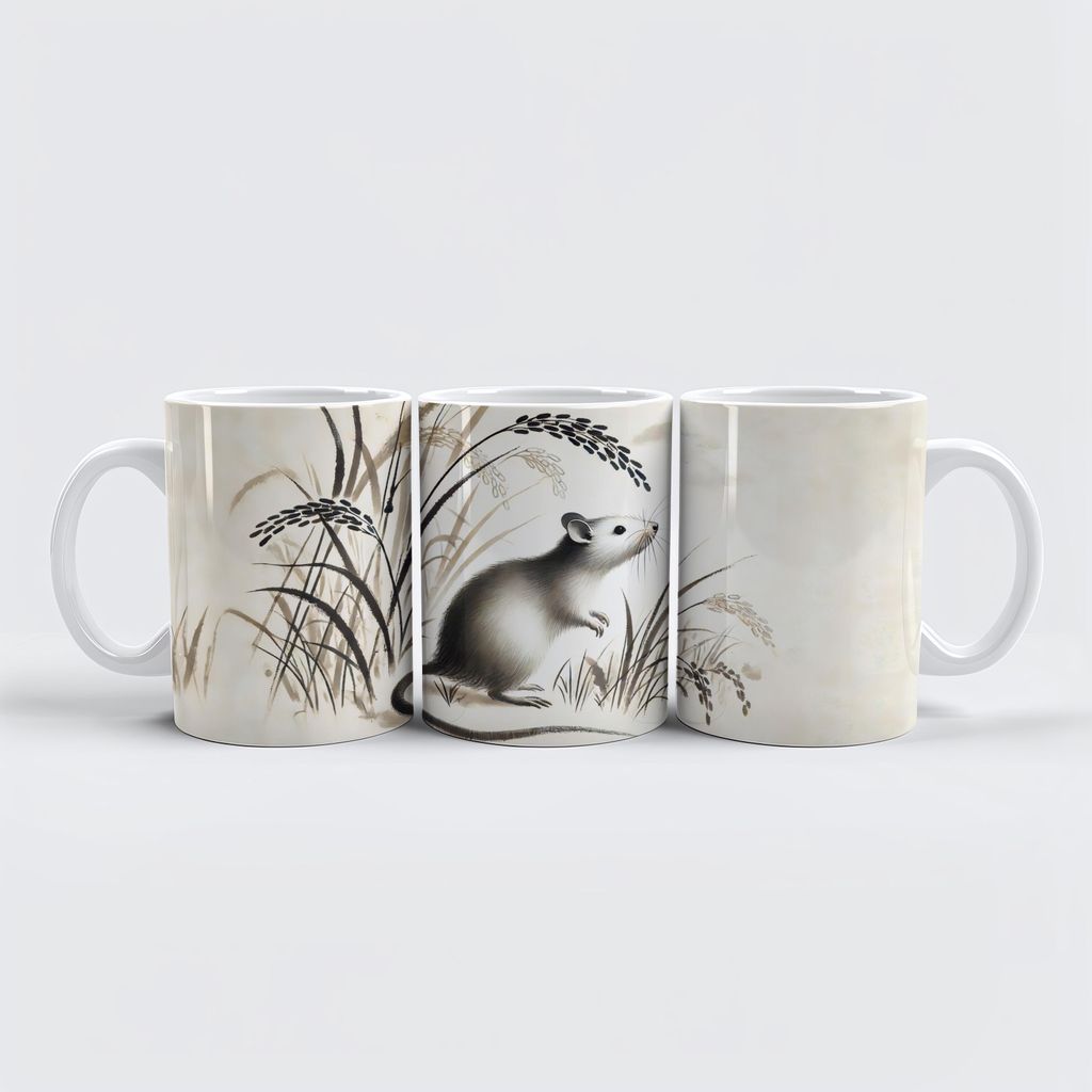 raxxa Premium-Tasse "Cunning Rat Under Rice Plant. ink zodiac"