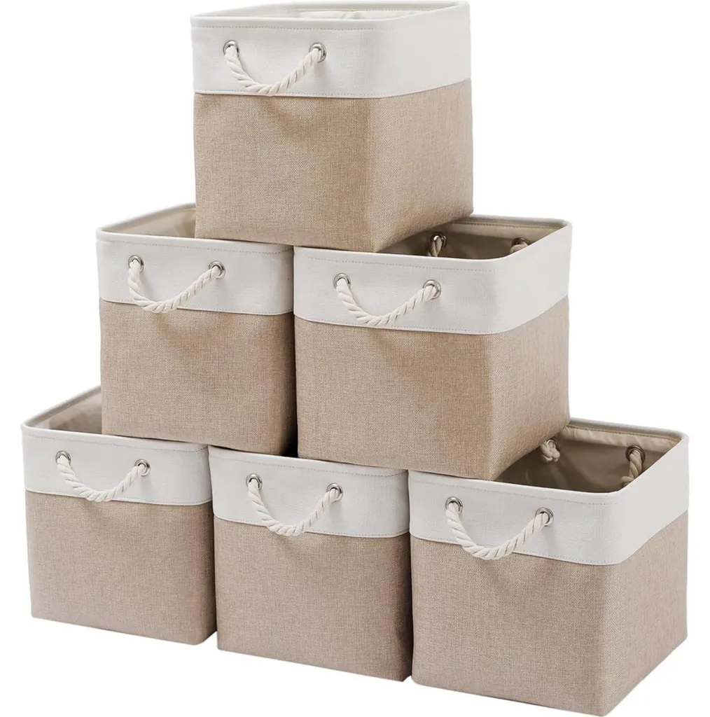 Rangement chambre enfant lot de 6 boîtes en toile 28 cm pour jouets