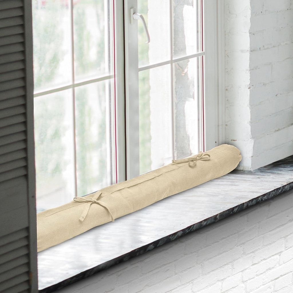 2x Zugstopper Fensterdichtung 90cm Viento – Zugstreifen für Türen & Fenster Schallschutz Zugband mit Traggriff 90x10cm Creme