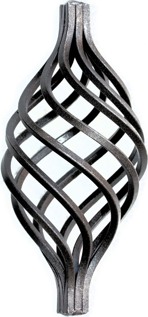 UHRIG Schmiedeeisen Zwirbel, Zierteil Vierkant Stahl, Korb Schnörkel für Geländer, Zaun uvm. Ø 70 mm, Höhe 150 mm