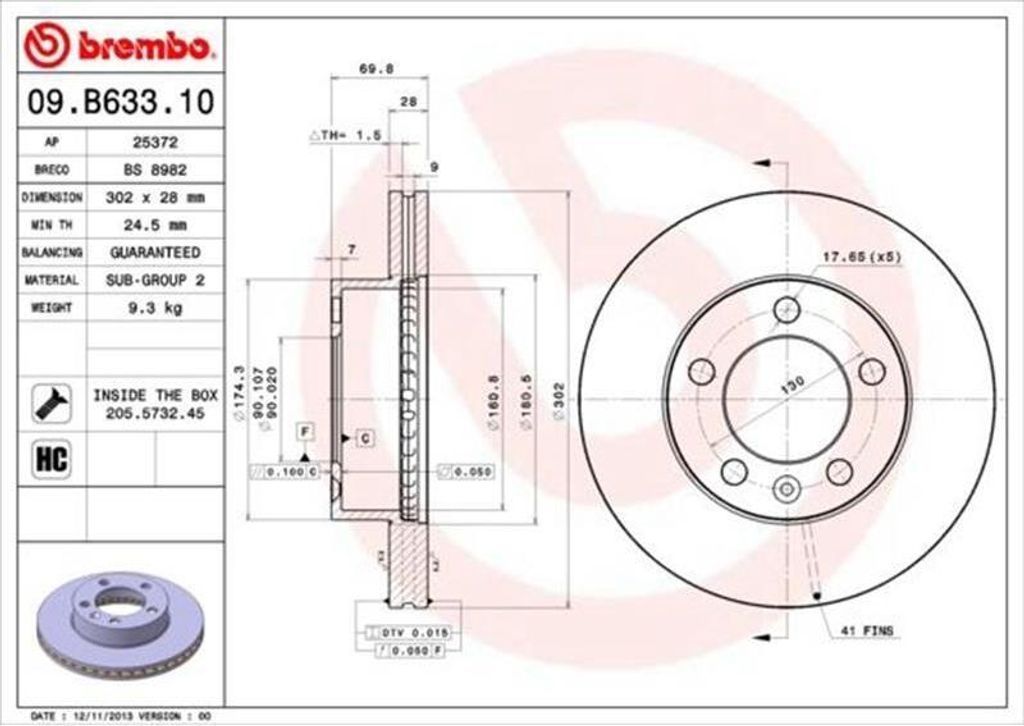 Bremsscheibe BREMBO 09.B633.10