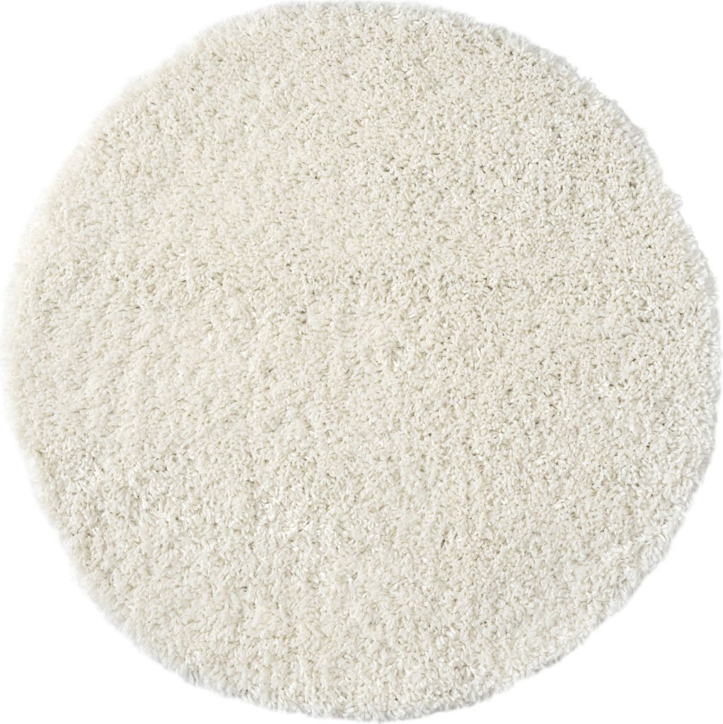 MY-RUG Teppich, Hochflorteppich Shaggy Star, 100x100, Weiß, leicht glänzend, extra flauschig, rund