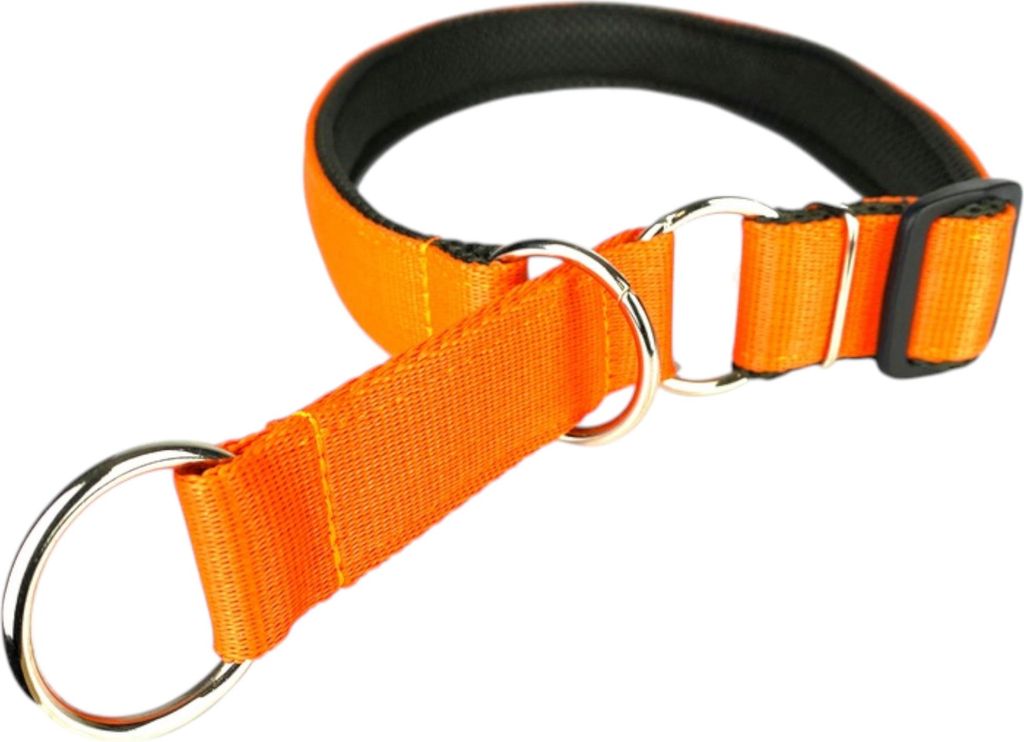 Hundehalsband Zugstopphalsband 25 mm Orange Anti-Zug-Halsband Verstellbar Gepolstert Weiches Nylon