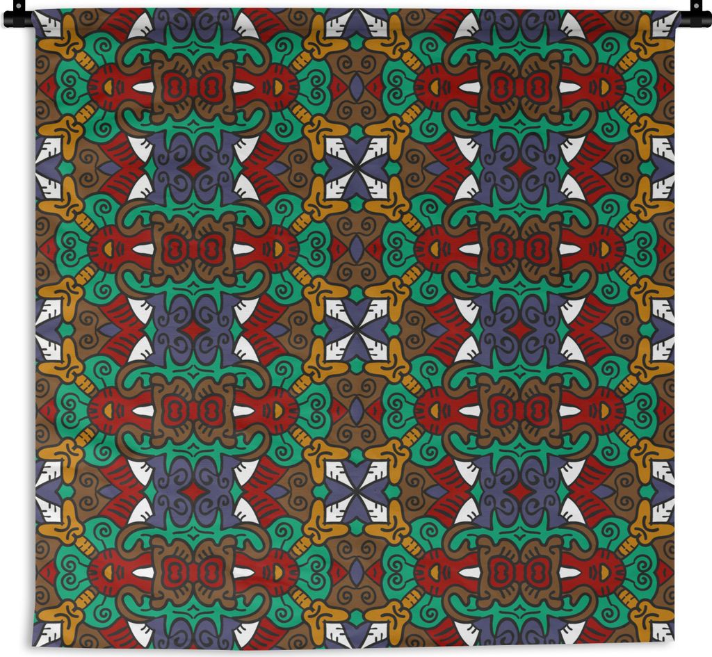 MuchoWow Wandteppich Wandbehang Afrika - Muster - Abstrakt - Grün 150x150 cm Tapisserie Dekoration Wandtuch - Wohnaccessoires - Modernes